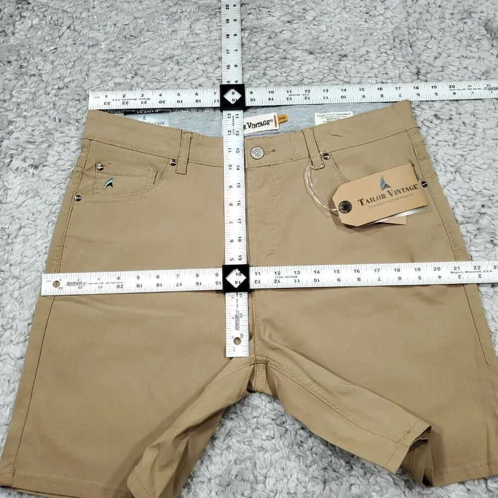 Tailor Vintage Greenwich Slim Fit Performance Tech Shorts Men's Size 34 Khaki - Picture 6 of 7